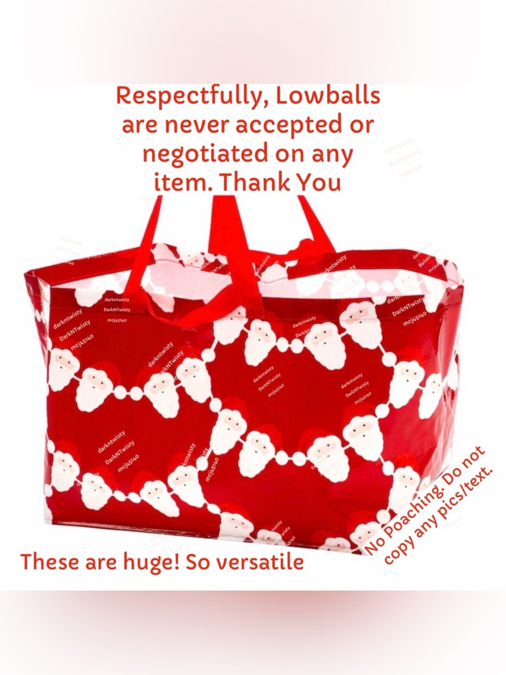 1 Vinterfint Limited Edition Carryall Santa Claus  19 gallon Shopping Tote